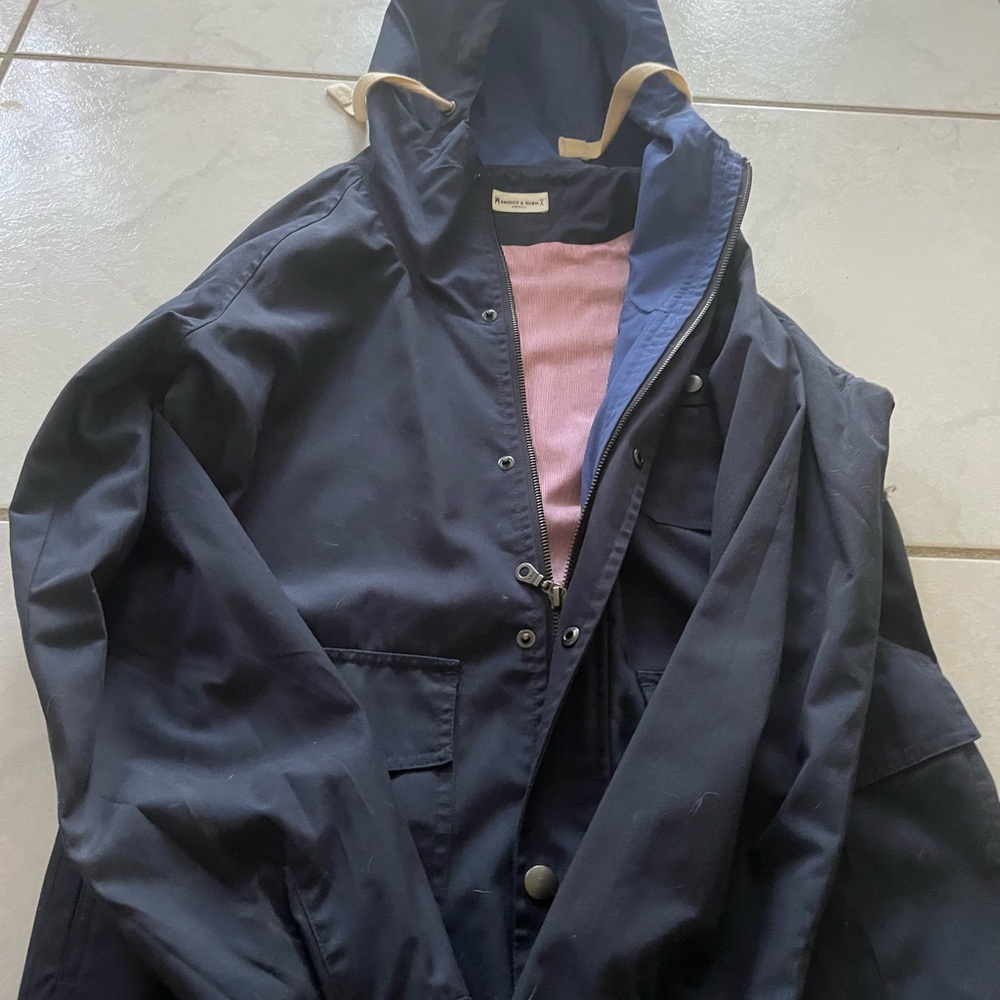 Bridge & Burn Navy Jacket with Red Stripes worn twice